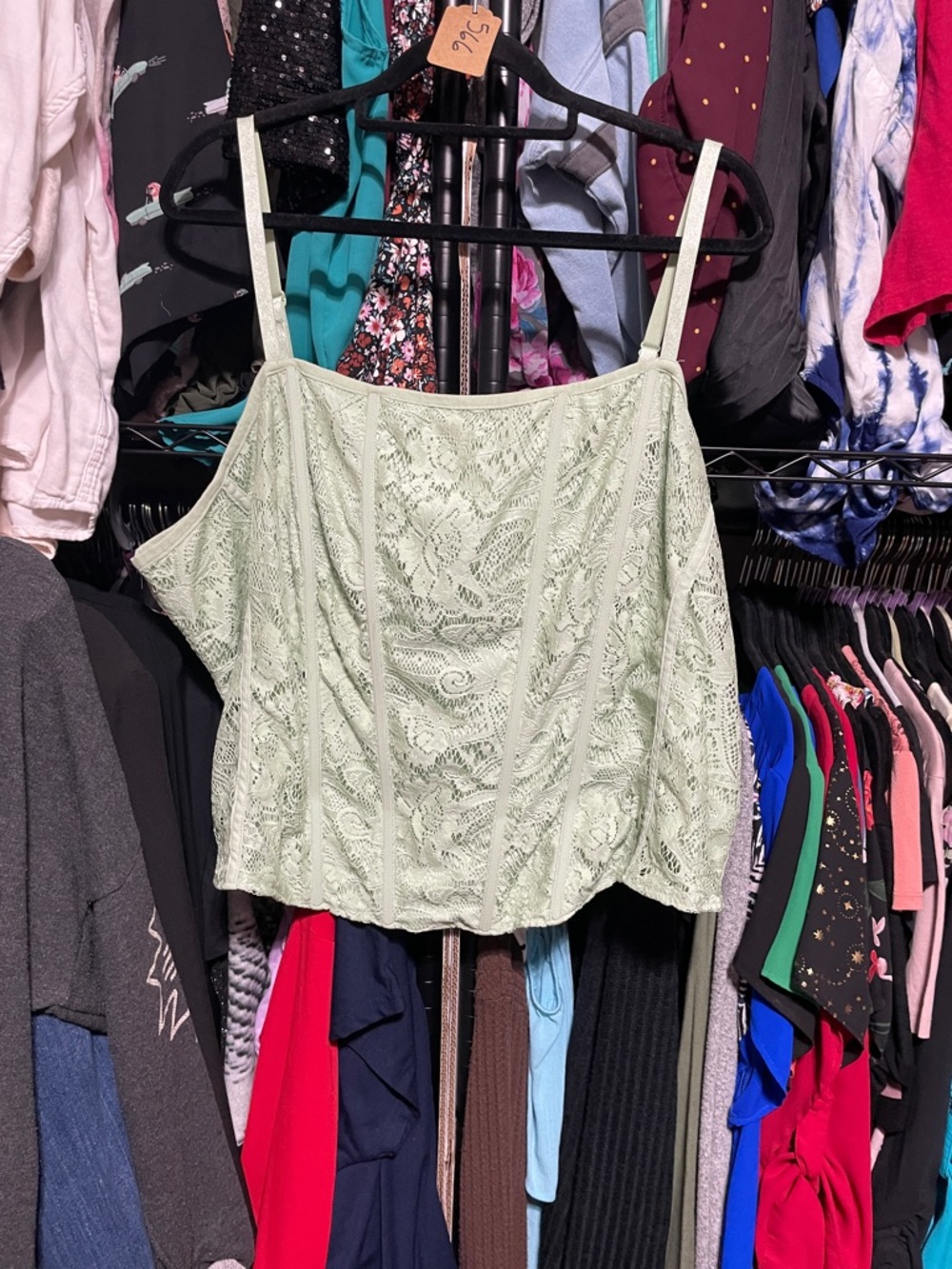 #566 size 5 torrid Lace Corset Cami in Sage Green